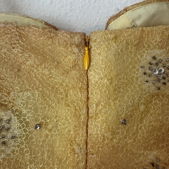 Vintage Rare 90s Exclusive Putros Couture Ball Gown 8 Gold Yellow Sequins Tulle - Picture 8 of 12